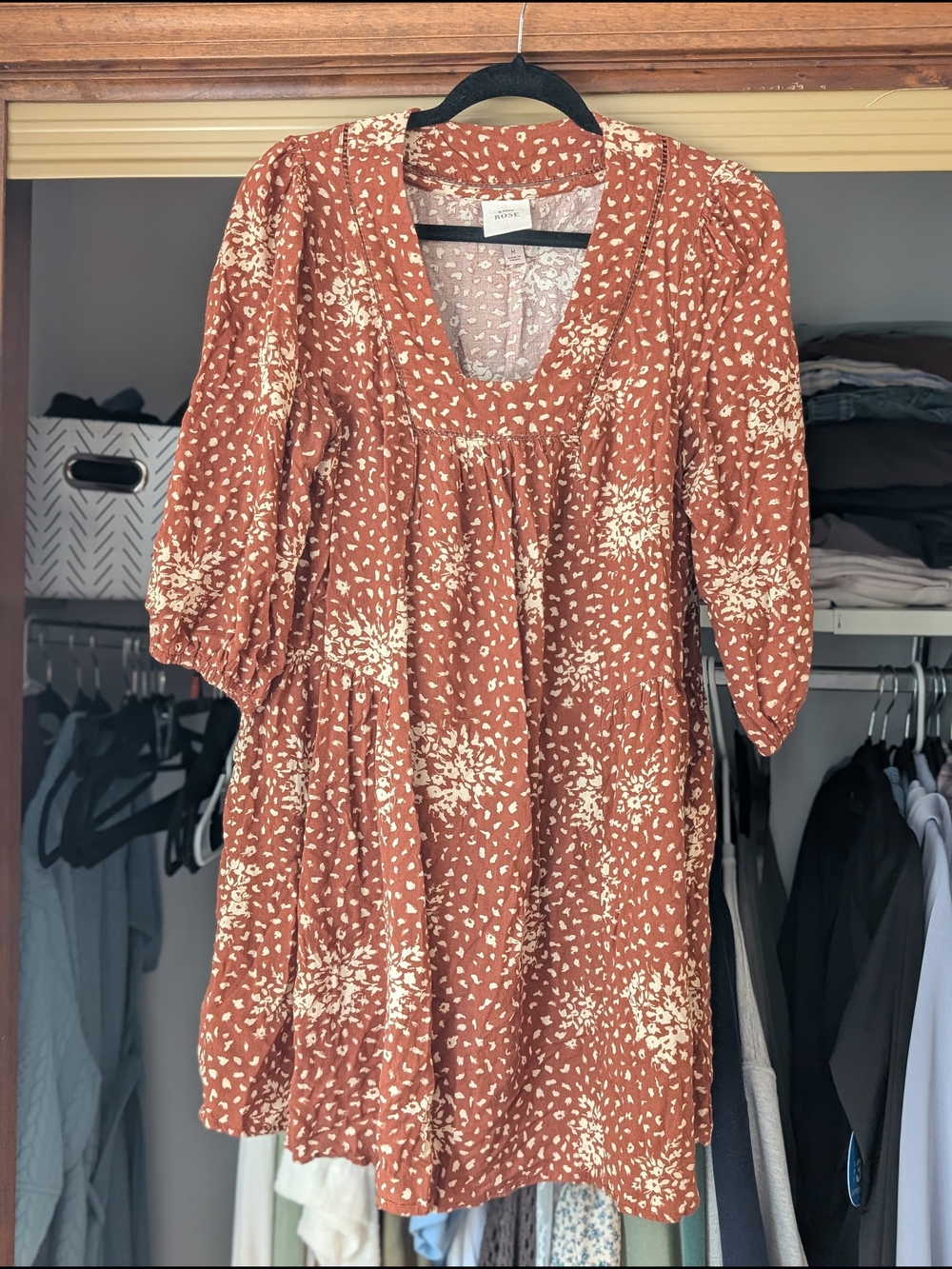 Knox Rose Rust Mini Dress with Cream Floral Print